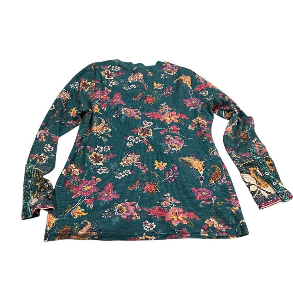 Sundance Green Floral Waffle Long Sleeve Top - Picture 2 of 4